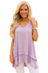 Sexy Lilac Ruffled Layer Asymmetric Hem Tunic Tank